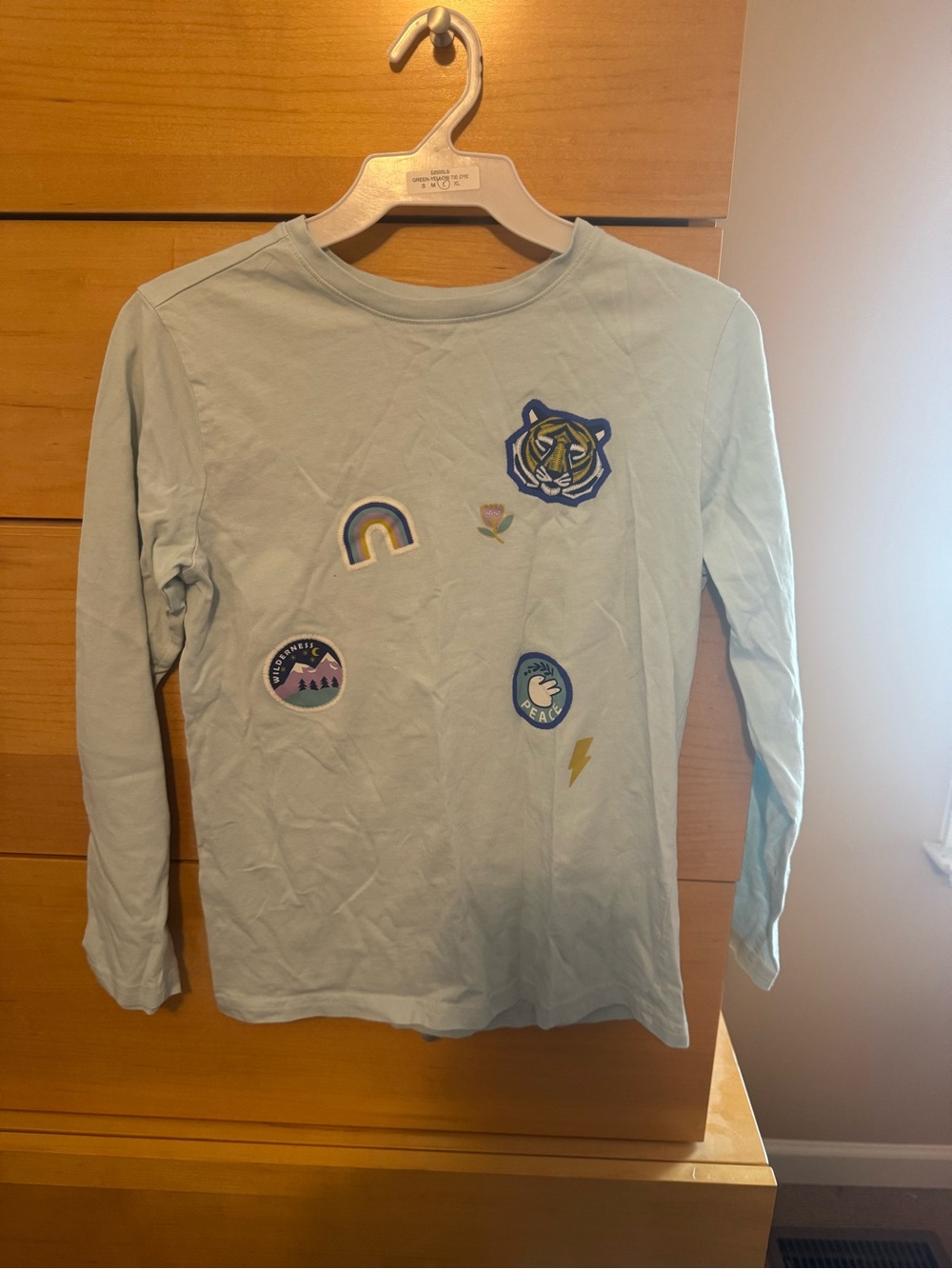 Tea Collection Light Blue Long-Sleeve Patch Tee